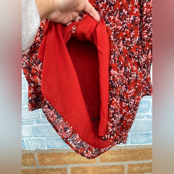 THE KOOPLES FLOWING RED DRESS WITH FLORAL MOTIF SIZE 0 - Picture 11 of 16